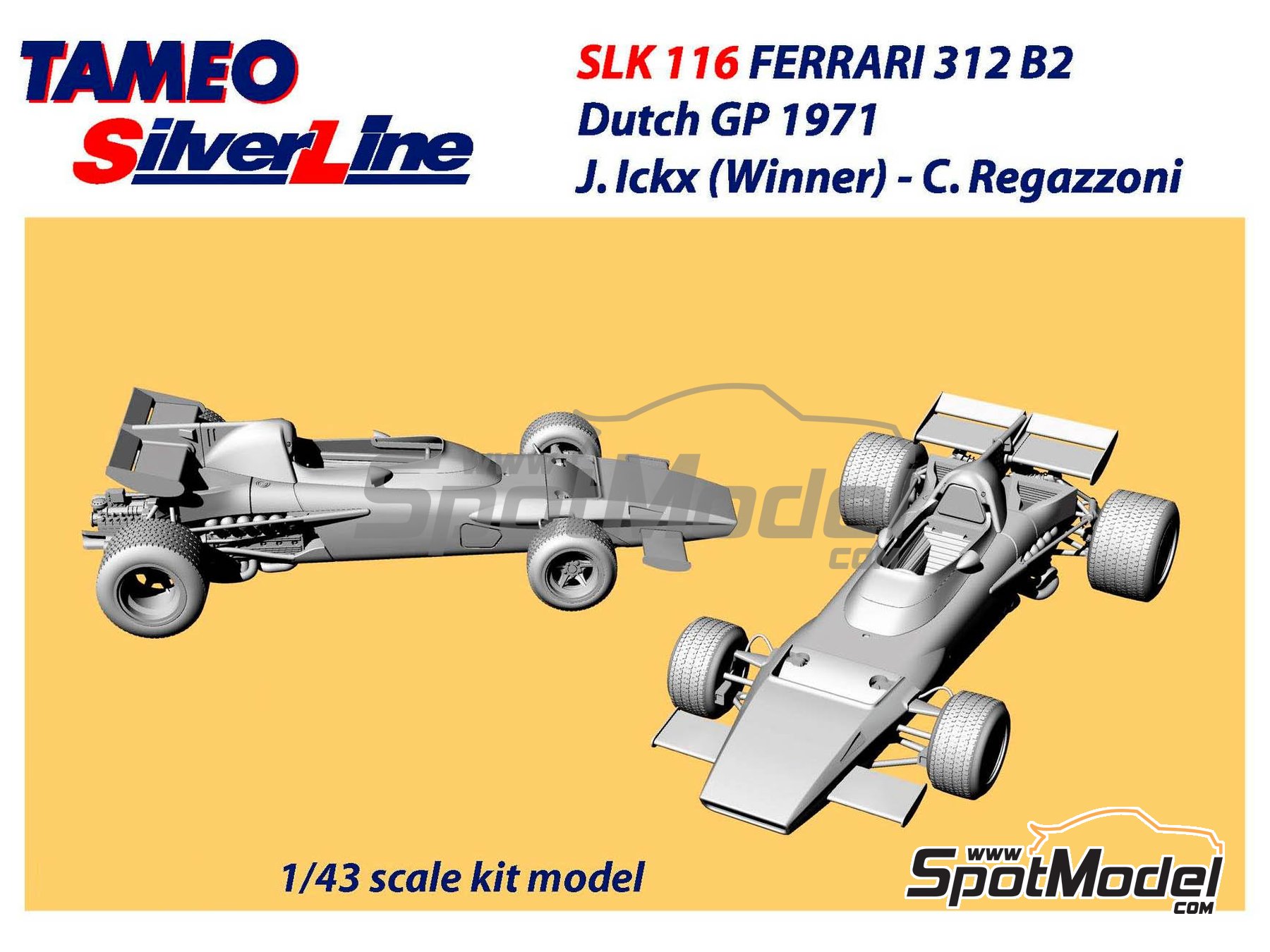 Ferrari 312 B2 Formula 1 shops British GP 1972 Jacky Ickx or Clay Regazzoni TAMEO Kits SLK127 1:43